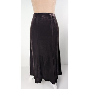 Vintage Jones New York Chocolate Brown Velvet Midi Skirt Flared Country Estate